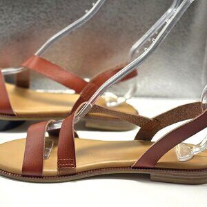 Cynthia Rowley Lido Women's Tan Faux Leather Thong Flat Sandals Size 7.5